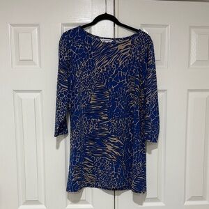 TravelSmith Blue and Tan Mini Dress